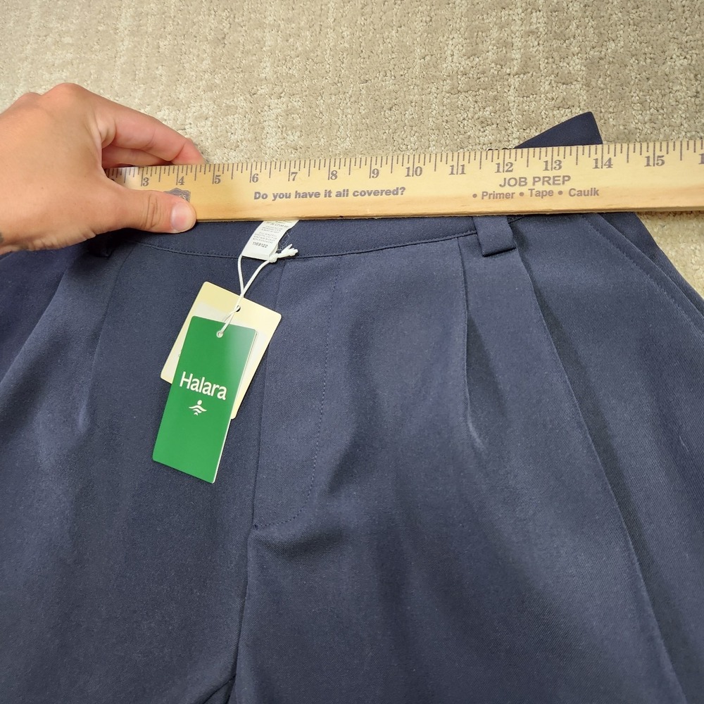 Halara Pants Women Medium High Waisted Barrel Leg Pleated Trouser Navy Blue NEW - Picture 5 of 11